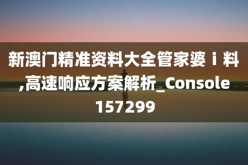 新澳门精准资料大全管家婆ⅰ料,高速响应方案解析_Console157299