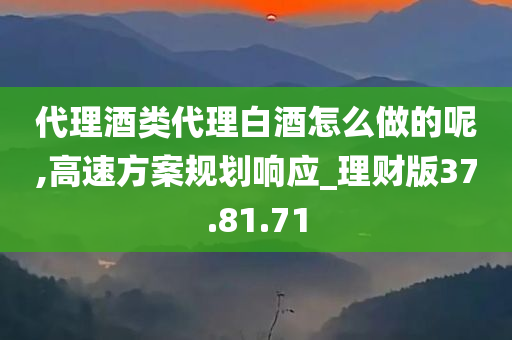 代理酒类代理白酒怎么做的呢,高速方案规划响应_理财版37.81.71