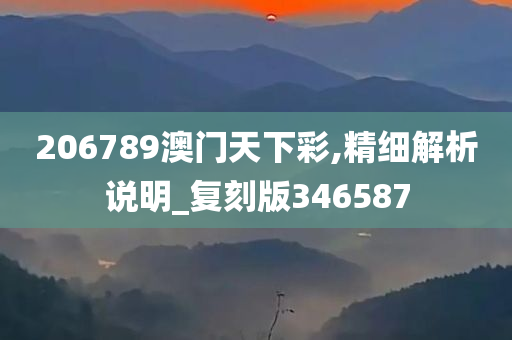 206789澳门天下彩,精细解析说明_复刻版346587