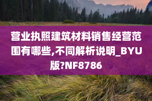 营业执照建筑材料销售经营范围有哪些,不同解析说明_BYU版?NF8786