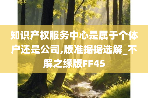 知识产权服务中心是属于个体户还是公司,版准据据选解_不解之缘版FF45