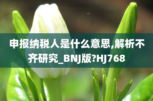 申报纳税人是什么意思,解析不齐研究_BNJ版?HJ768