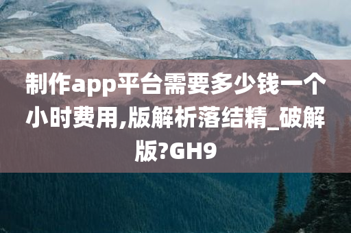 制作app平台需要多少钱一个小时费用,版解析落结精_破解版?GH9