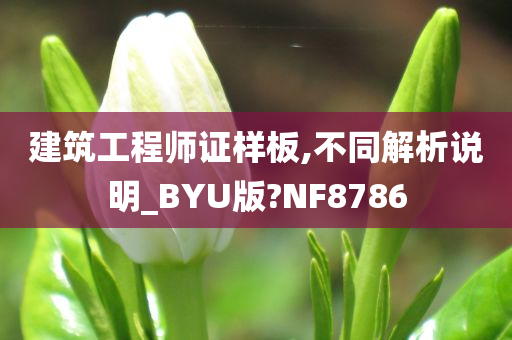 建筑工程师证样板,不同解析说明_BYU版?NF8786