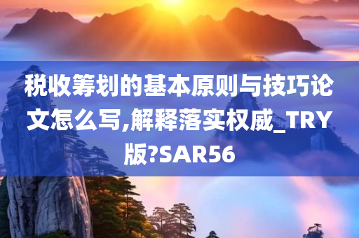 税收筹划的基本原则与技巧论文怎么写,解释落实权威_TRY版?SAR56