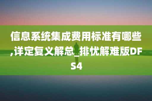 信息系统集成费用标准有哪些,详定复义解总_排忧解难版DFS4