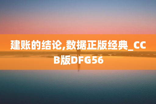 建账的结论,数据正版经典_CCB版DFG56