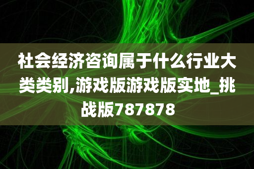 社会经济咨询属于什么行业大类类别,游戏版游戏版实地_挑战版787878