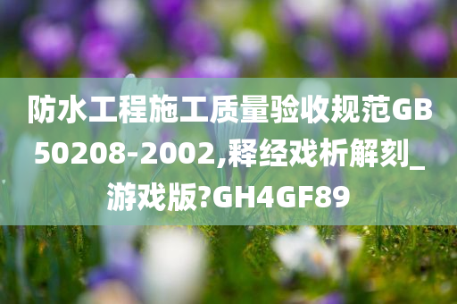 防水工程施工质量验收规范GB50208-2002,释经戏析解刻_游戏版?GH4GF89