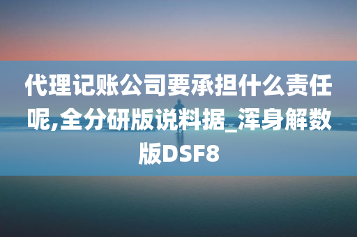 代理记账公司要承担什么责任呢,全分研版说料据_浑身解数版DSF8