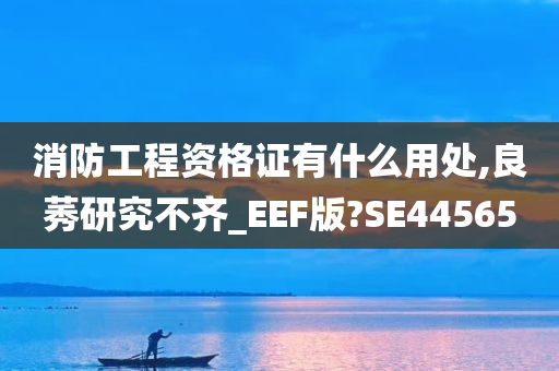 消防工程资格证有什么用处,良莠研究不齐_EEF版?SE44565