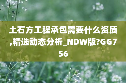 土石方工程承包需要什么资质,精选动态分析_NDW版?GG756