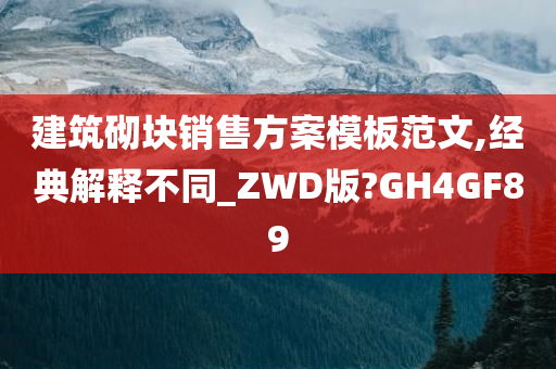 建筑砌块销售方案模板范文,经典解释不同_ZWD版?GH4GF89