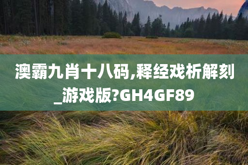 澳霸九肖十八码,释经戏析解刻_游戏版?GH4GF89