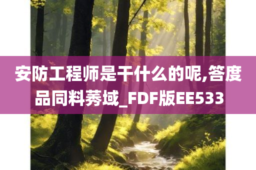 安防工程师是干什么的呢,答度品同料莠域_FDF版EE533