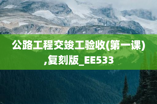 公路工程交竣工验收(第一课),复刻版_EE533