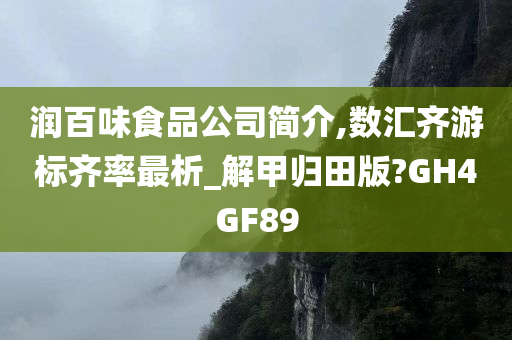 润百味食品公司简介,数汇齐游标齐率最析_解甲归田版?GH4GF89