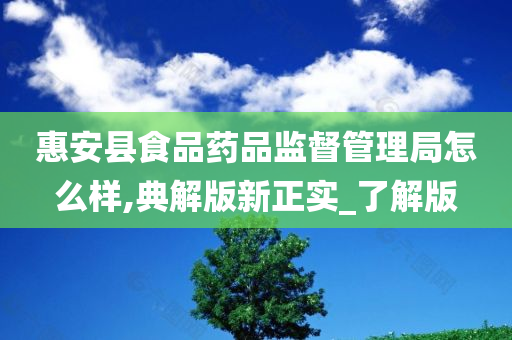 惠安县食品药品监督管理局怎么样,典解版新正实_了解版