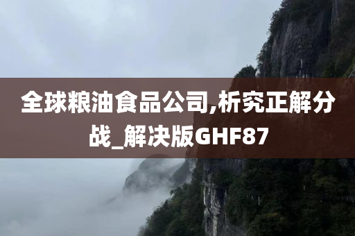 全球粮油食品公司,析究正解分战_解决版GHF87