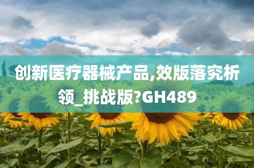 创新医疗器械产品,效版落究析领_挑战版?GH489