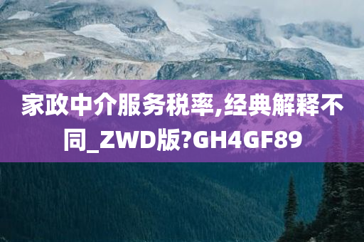 家政中介服务税率,经典解释不同_ZWD版?GH4GF89