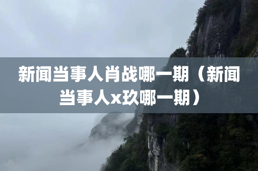 新闻当事人肖战哪一期（新闻当事人x玖哪一期）