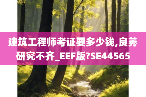 建筑工程师考证要多少钱,良莠研究不齐_EEF版?SE44565