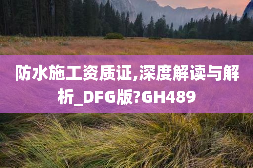 防水施工资质证,深度解读与解析_DFG版?GH489