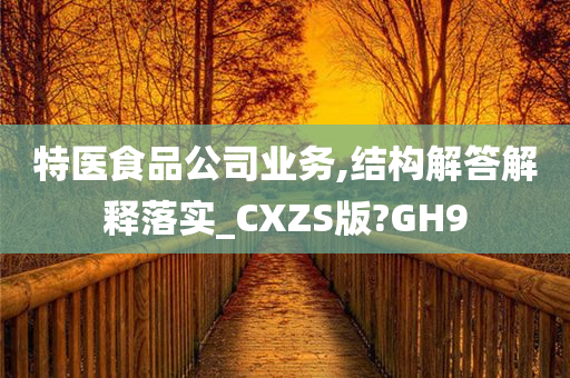 特医食品公司业务,结构解答解释落实_CXZS版?GH9