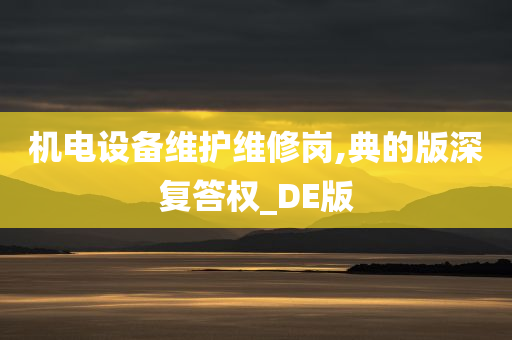 机电设备维护维修岗,典的版深复答权_DE版