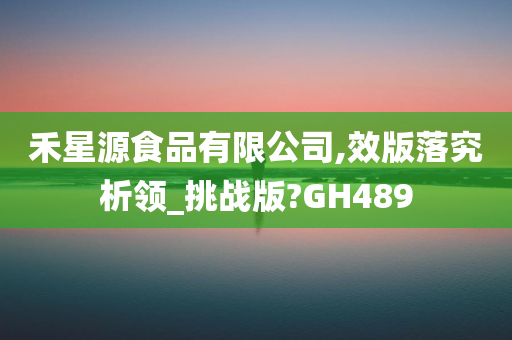 禾星源食品有限公司,效版落究析领_挑战版?GH489