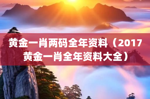 黄金一肖两码全年资料（2017黄金一肖全年资料大全）