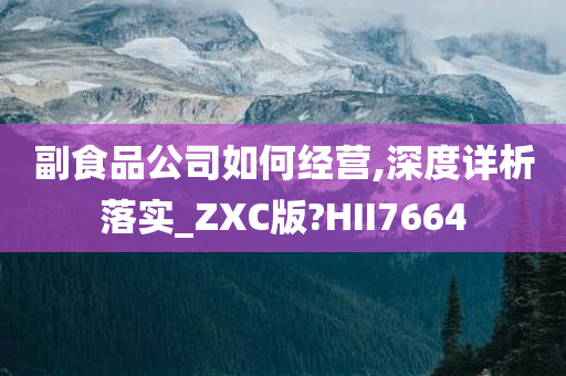 副食品公司如何经营,深度详析落实_ZXC版?HII7664