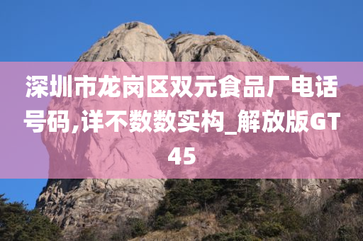 深圳市龙岗区双元食品厂电话号码,详不数数实构_解放版GT45