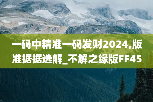 一码中精准一码发财2024,版准据据选解_不解之缘版FF45