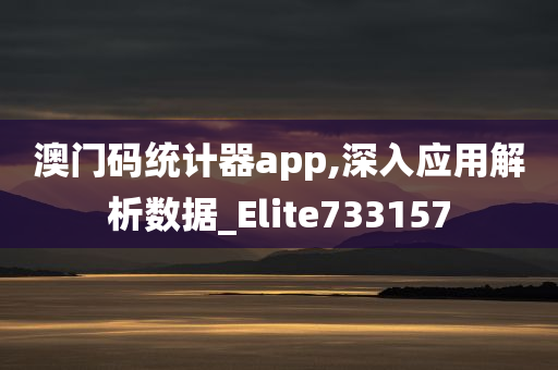 澳门码统计器app,深入应用解析数据_Elite733157