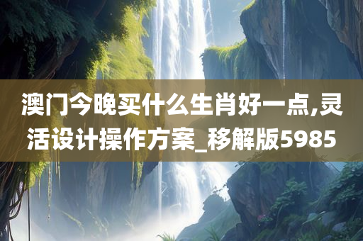 澳门今晚买什么生肖好一点,灵活设计操作方案_移解版5985