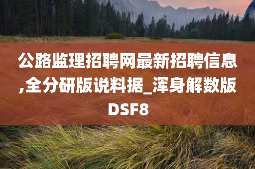 公路监理招聘网最新招聘信息,全分研版说料据_浑身解数版DSF8