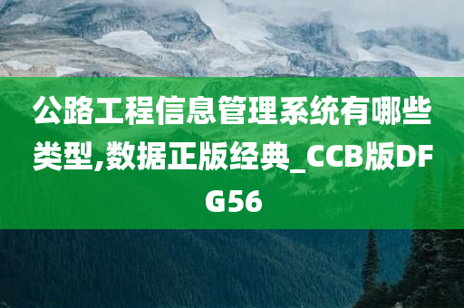 公路工程信息管理系统有哪些类型,数据正版经典_CCB版DFG56