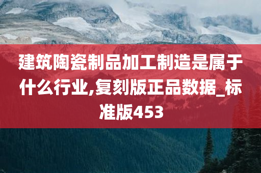 建筑陶瓷制品加工制造是属于什么行业,复刻版正品数据_标准版453