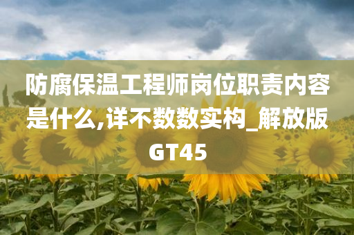 防腐保温工程师岗位职责内容是什么,详不数数实构_解放版GT45