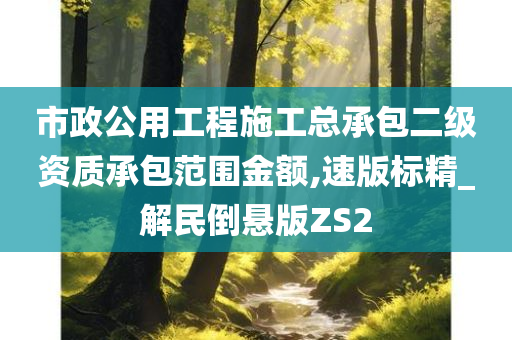 市政公用工程施工总承包二级资质承包范围金额,速版标精_解民倒悬版ZS2