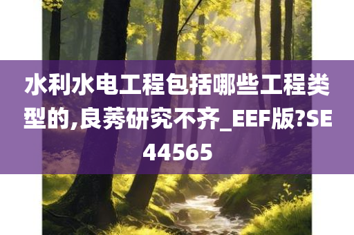 水利水电工程包括哪些工程类型的,良莠研究不齐_EEF版?SE44565