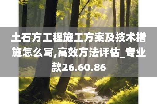 土石方工程施工方案及技术措施怎么写,高效方法评估_专业款26.60.86