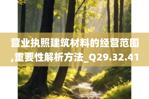 营业执照建筑材料的经营范围,重要性解析方法_Q29.32.41