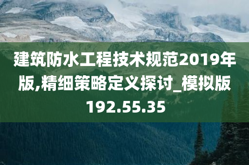 建筑防水工程技术规范2019年版,精细策略定义探讨_模拟版192.55.35