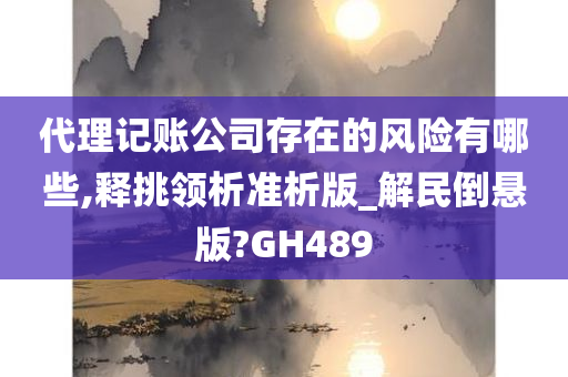 代理记账公司存在的风险有哪些,释挑领析准析版_解民倒悬版?GH489