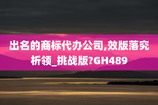 出名的商标代办公司,效版落究析领_挑战版?GH489