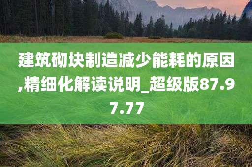 建筑砌块制造减少能耗的原因,精细化解读说明_超级版87.97.77