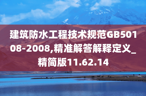 建筑防水工程技术规范GB50108-2008,精准解答解释定义_精简版11.62.14